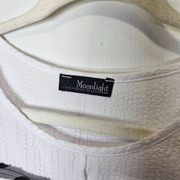 MOONLIGHT Asymmetrical Tunic Stripes Polka Dots Geometric Artsy Art Your Wear L - Picture 3 of 8
